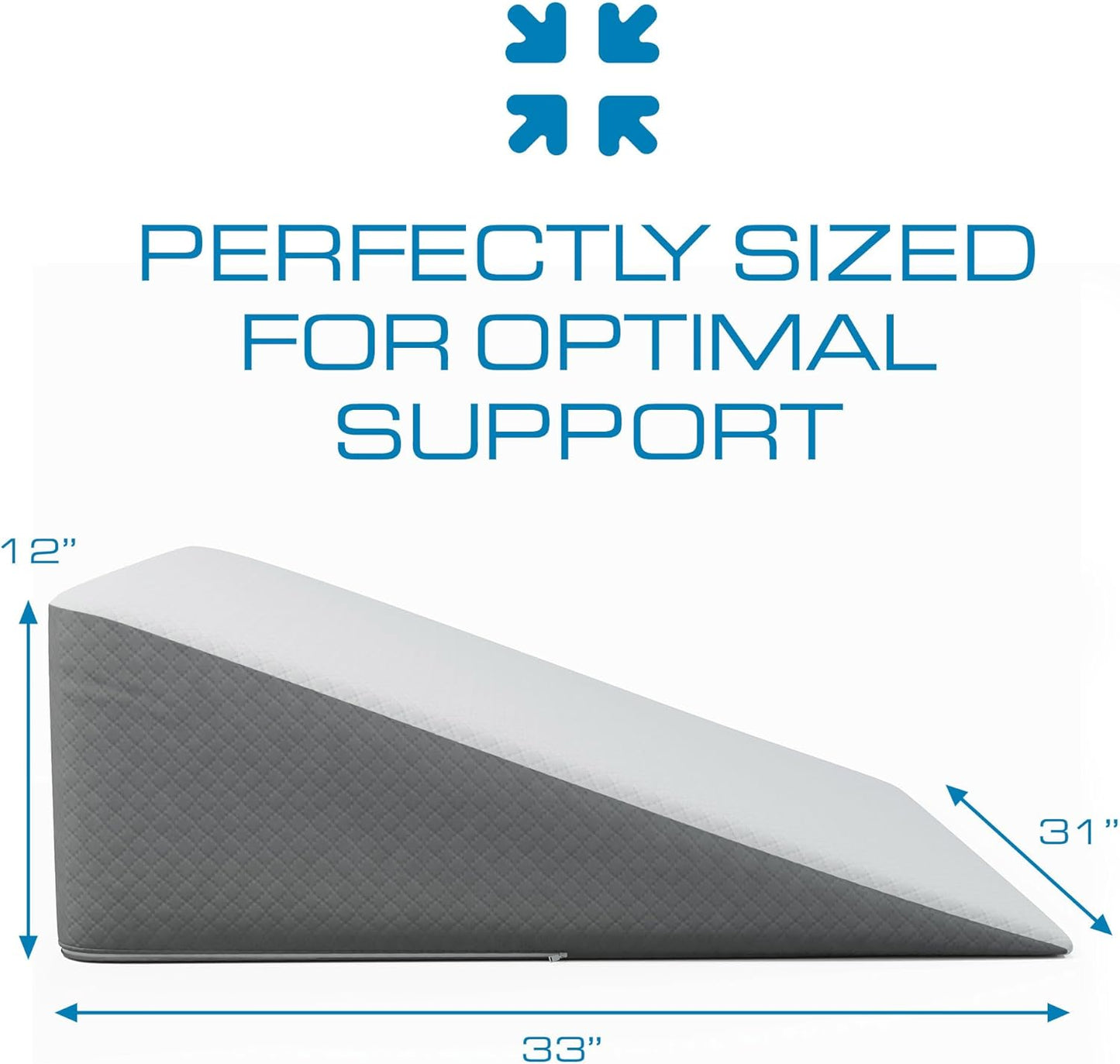 Kolbs Extra Wide Bed Wedge Pillow | Super Large, Memory Foam Top and Jacquard Cover | for Sleeping Acid Reflux GERD (7.5 Inch Height (31 x 33 x 7.5))