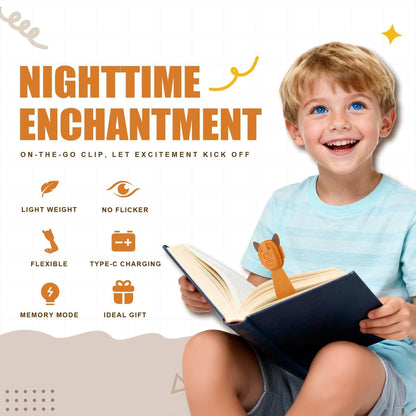 Rechargeable Kids Book Light, Cute Bookmark Reading Light for Kids, Dimmable Portable LED Book Light for Reading in Bed, Eye-Caring Bedtime Reading Lamp for Children & Travel, Black
