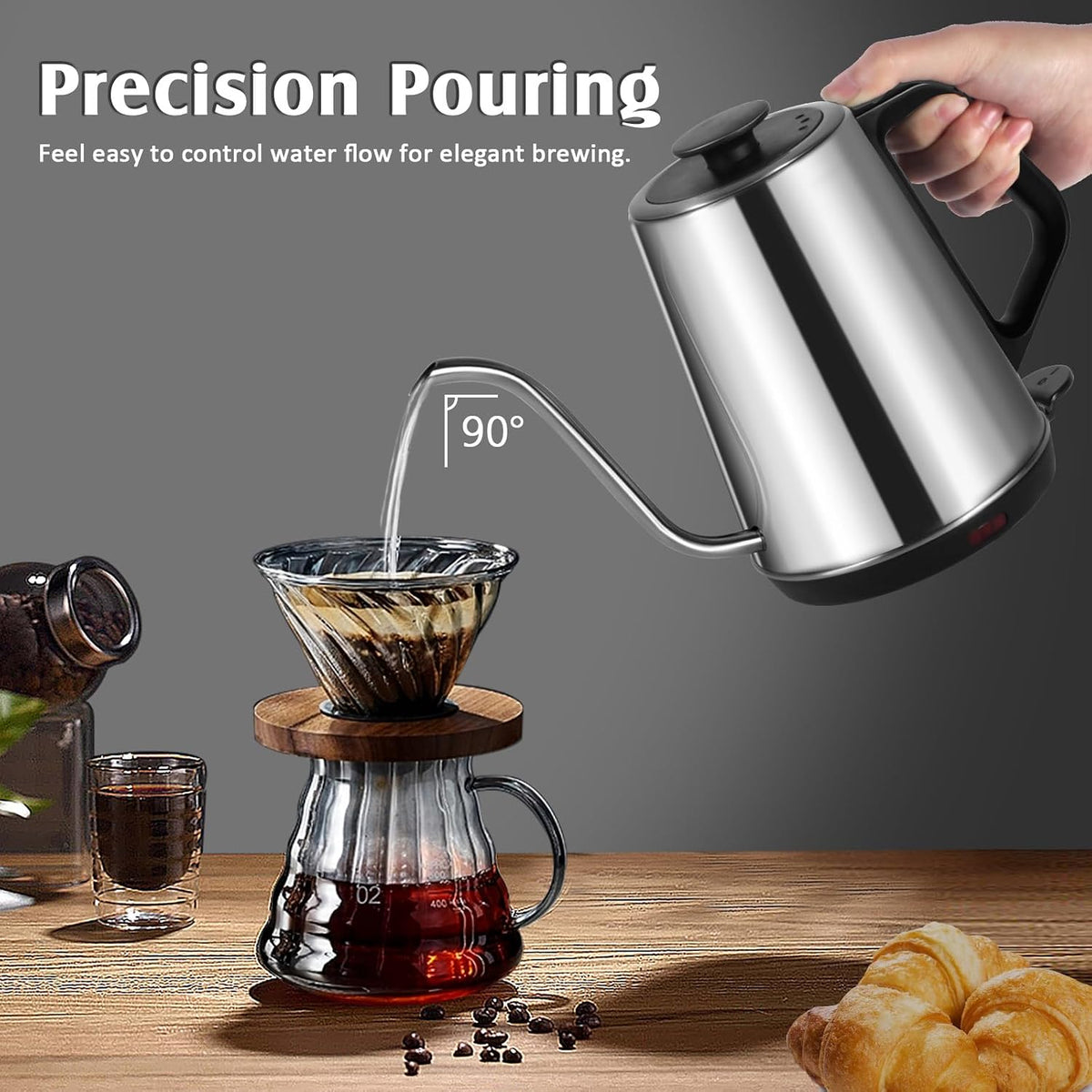 Gooseneck Kettle，0.8L Temperature Control Electric Tea Kettle