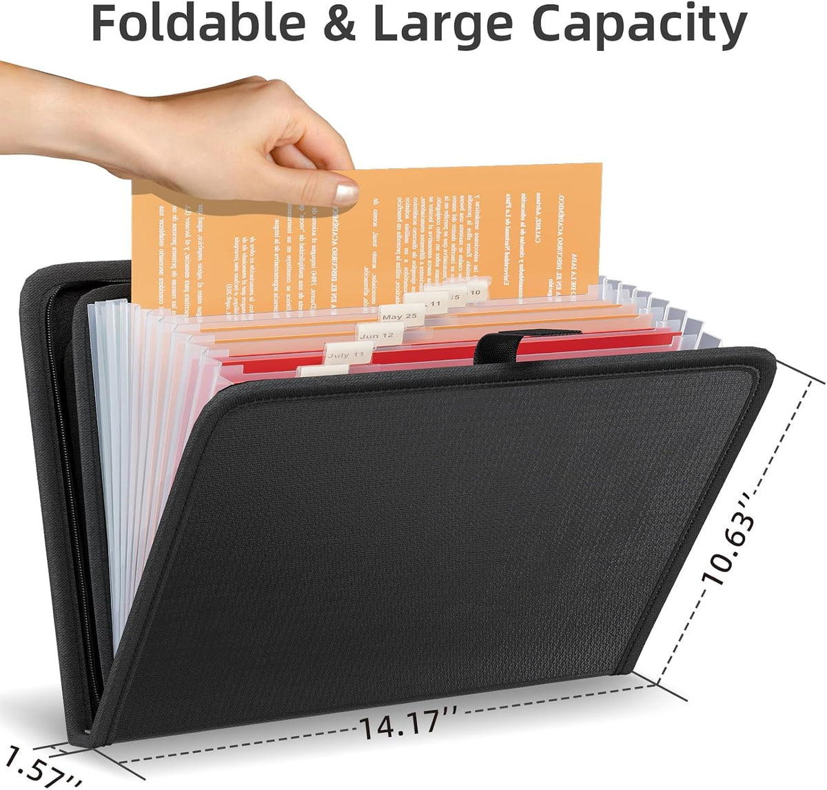 Fireproof Accordion File Organizer, Expanding File Folder with 13 Pockets