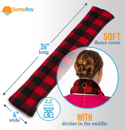 SunnyBay Lavender Microwave Heating Pad, 26" Long Microwavable Neck Wrap & Heat Pack for Moist Hot Therapy, Heated Neck Warmer for Neck, Shoulder & Back Pain Relief, Flaxseed Filling, 26x6, Purple