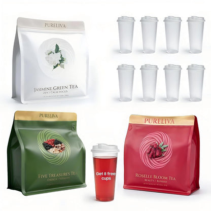 Tea Sampler Variety Pack, Caffeine Free Tea Bags for Women, Hot or Iced