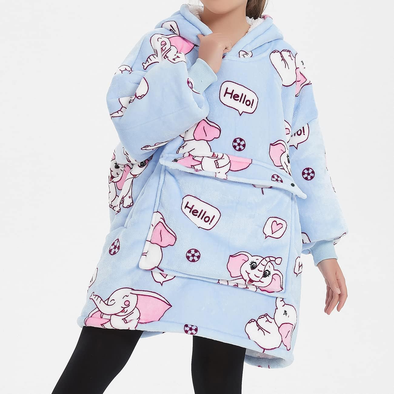 KFUBUO Wearable Blanket Hoodie for Adults Sherpa All Patterns Cat Oversized Sweatshirt Blanket with Pockets for Women