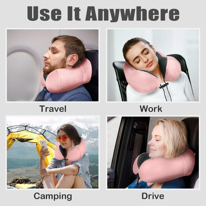 Travel Pillow, Memory Foam Neck Pillow for Traveling, U Shape Neck Pillow Airplane Portable Flight Pillow Travel Kit with 5D Contoured Eye Masks and Earplug for Plane Train Car Home Office