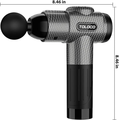 TOLOCO Massage Gun, Deep Tissue Back Massage for Athletes for Pain Relief, Percussion Massager with 10 Massages Heads & Silent Brushless Motor, Fathers Day Dad Gifts, Grey