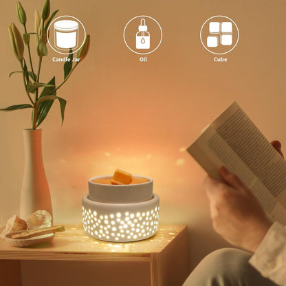 VICTORIA AROMA Ceramic Wax Melt Warmer - LED Night Light Candle Wax Warmer for Scented Wax, Electric Fragrance Wax Melter for Home, Office, Bedroom Decor, and Gifts