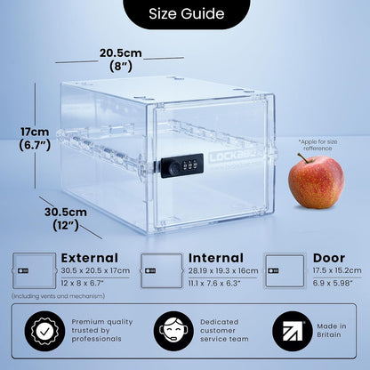 Lockabox One™ | Premium Lock Box | Medium Combination Lock Box For Food, Medicine & Home Safety | External Size 12 x 8 x 6.6 inches (Crystal)