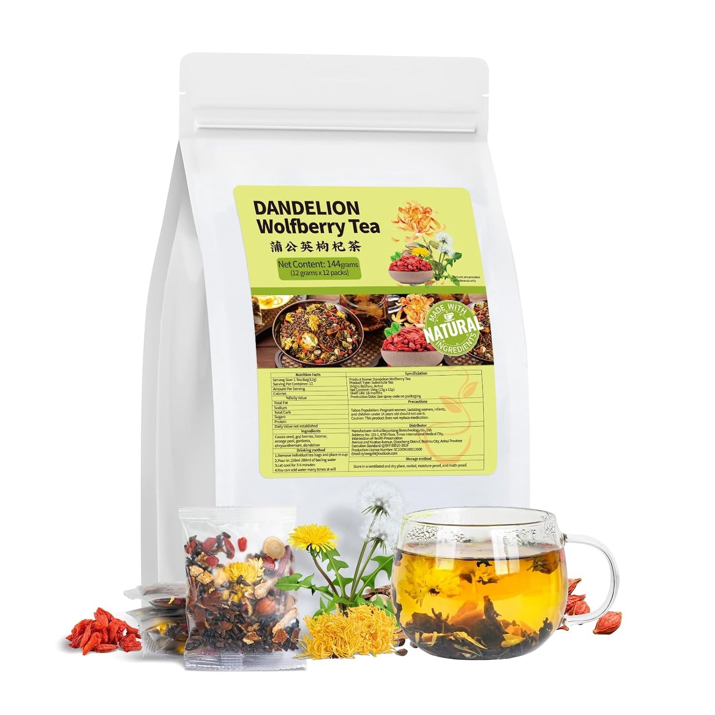 Liver Detox Tea, Chinese Kidney and Liver Cleanse Detox Herbal Tea Support Kidney Healthy Function with 11 Precious Ingredients Formula (1 Pack/15 Bags)
