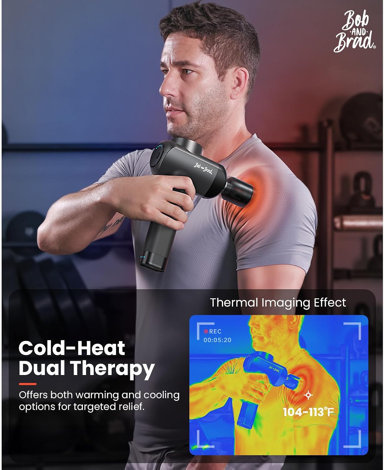 BOB AND BRAD X6 Pro Max Massage Gun with Heat and Cold, FSA Eligible HSA Deep Tissue Percussion Massager Gun for Athletes, Metal Head & 5 Speeds, Handheld Muscle Massager for Body and Back Pain Relief