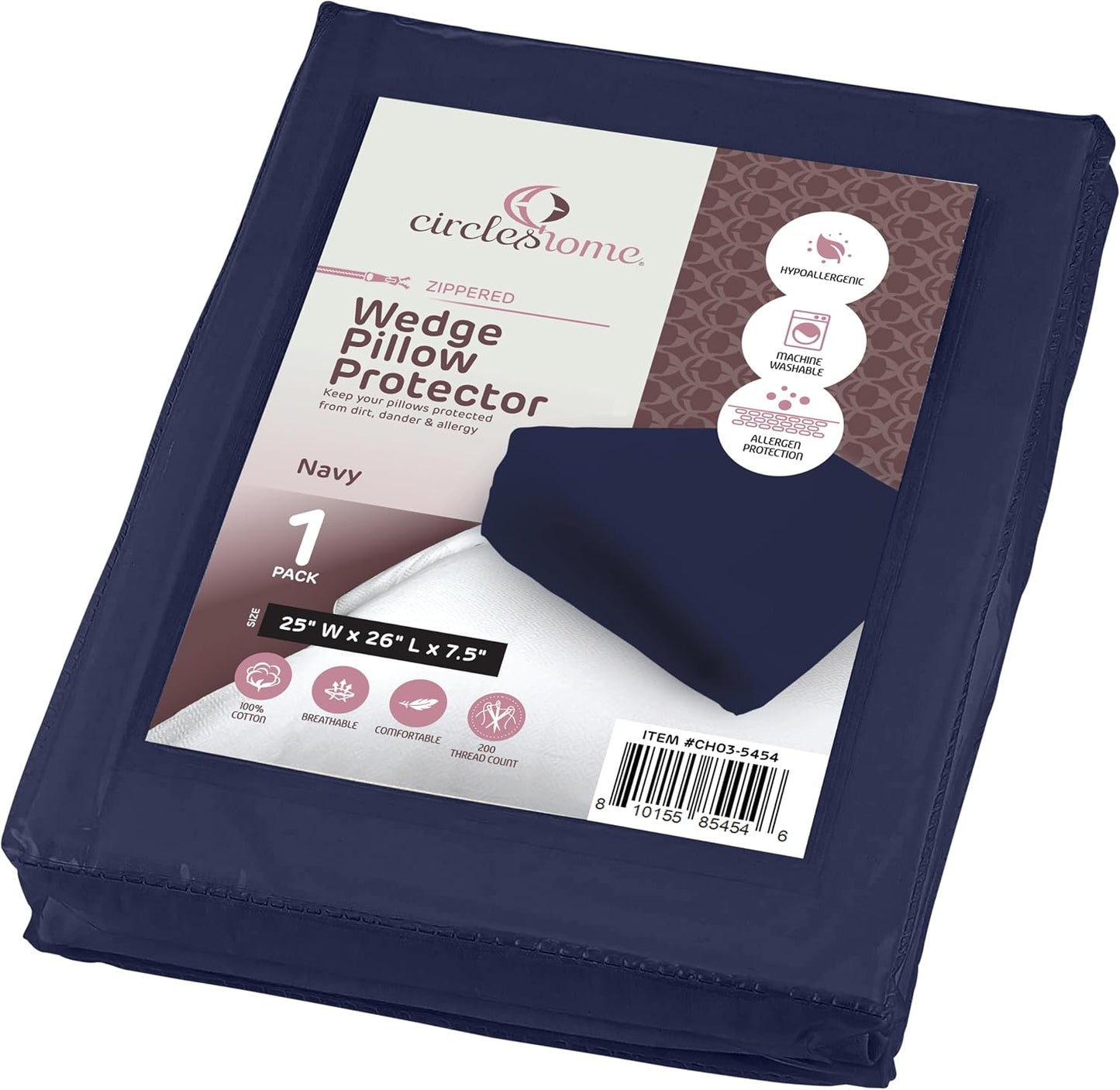 CirclesHome Pillow Protectors 4 Pack Standard Zippered - 100% Cotton Breathable Pillowcases - Protects Pillows from Dirt, Dust and Debri (Standard - Set of 4 - 20x26)