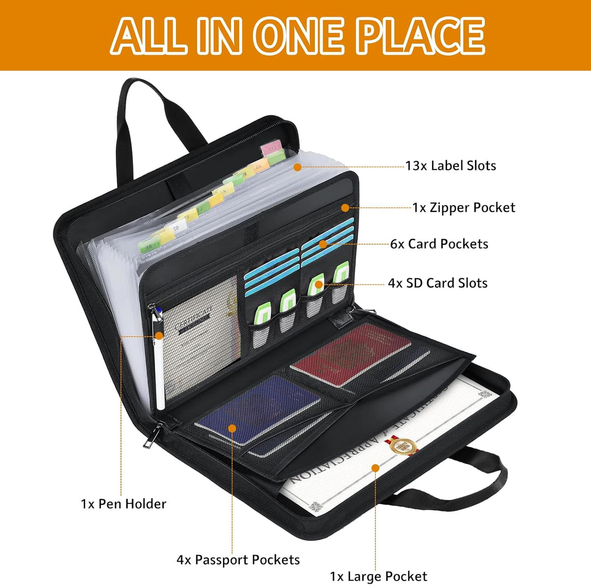 onvvippiv Important Document Organizer Folio Accordion File Organizer