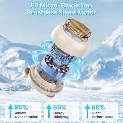 Portable Silent Mini Bladeless Fan Clip On, Adjustable 5 Speeds 360° Rotatable Clip on Fan for Shirt & Waist, USB Rechargeable Small Whirlwind Fans, For Outdoor & Travel & Office (White)
