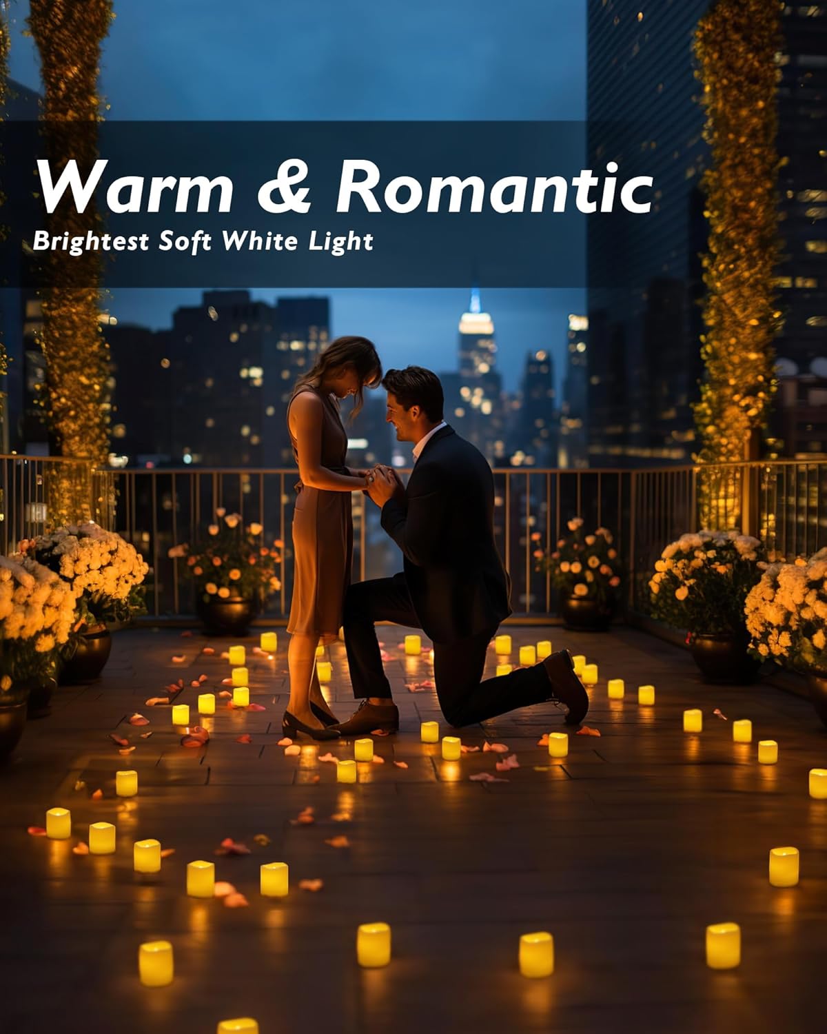 Homemory 24Pack Flickering Flameless Votive Candles for Wedding Decoration, 200+Hour Warm White Battery Operated LED Tealight, Electric Fake Candles for Party, Receptions, Halloween, Christmas