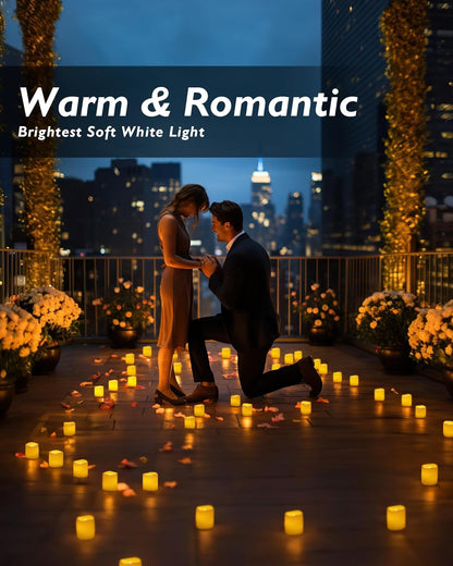 Homemory 24Pack Flickering Flameless Votive Candles for Wedding Decoration, 200+Hour Warm White Battery Operated LED Tealight, Electric Fake Candles for Party, Receptions, Halloween, Christmas
