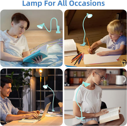 LiFMIRA Clip on Light USB Reading Light Desk Lamp 3 Color Modes Black