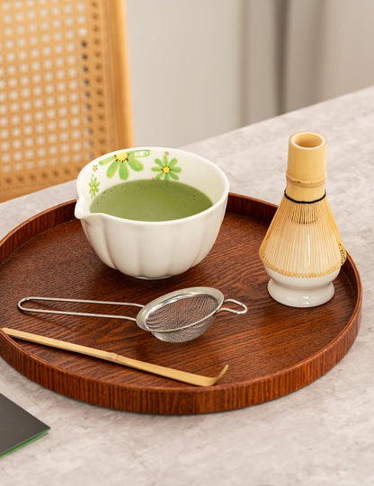 TANG PIN Matcha Set - Match Bowl and Whisk, 15 OZ, Matcha Scoop | Matcha Whisk Stand (Chasen Holder) - 5pc Perfect Matcha Kit for Matcha Tea Ceremony (Mottled Green)