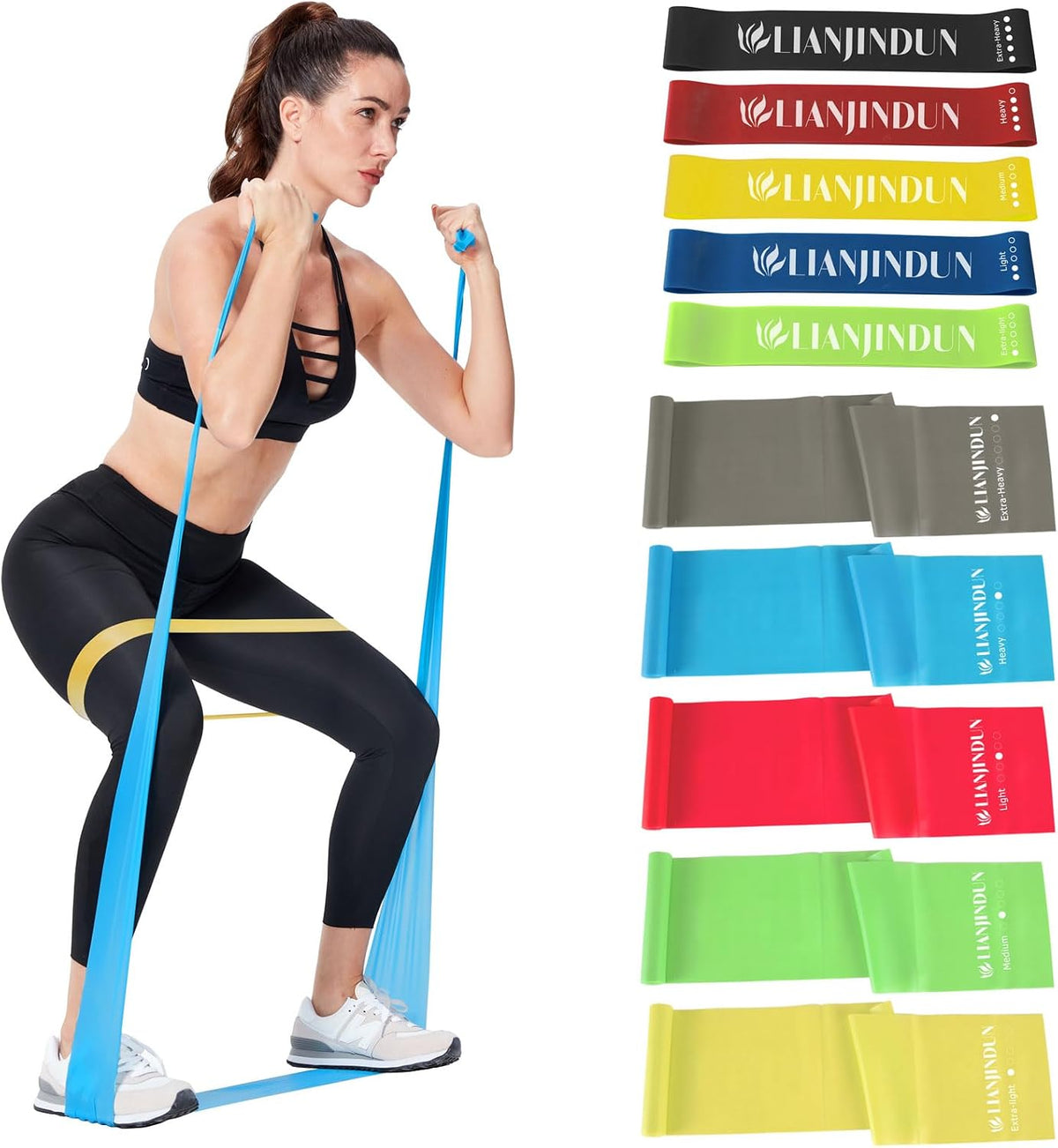 10-Piece Latex-Free Resistance Bands Set with Long and Loop Bands