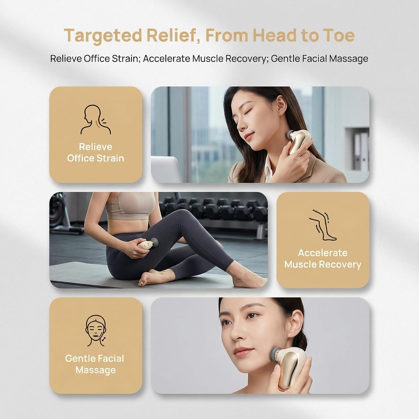 Mini Massage Gun, Portable Deep Tissue Percussion Muscle Massager for Pain Relief, Quiet Handheld Device for Neck, Shoulder, Back, Leg, 4 Speeds & Long Battery Life, Travel-Friendly Gift