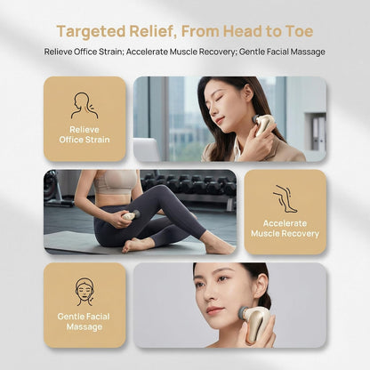 Mini Massage Gun, Portable Deep Tissue Percussion Muscle Massager for Pain Relief, Quiet Handheld Device for Neck, Shoulder, Back, Leg, 4 Speeds & Long Battery Life, Travel-Friendly Gift