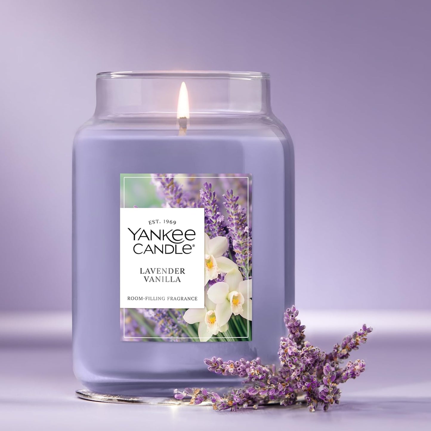 Yankee Candle Lemon Lavender Scented Candle, 22oz Large Jar with up to 150 Hour Burn Time, Giftable, Birthdays