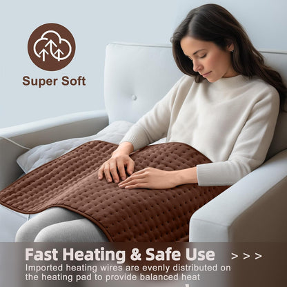 VALGELUIK Heating Pad for Back, Neck & Shoulder Pain Relief – 12"x24" Electric Heat Pad, Auto-Off, Machine Washable, Moist/Dry Heat Options – Thoughtful Mother's Day Gifts for Mom, Dad, Women & Men