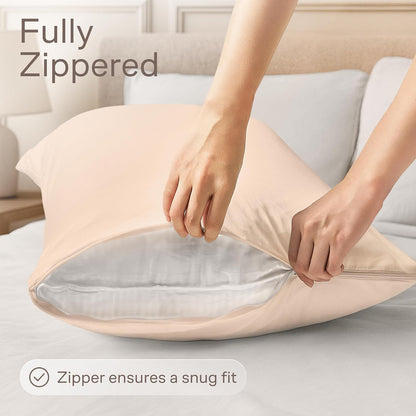 Ultra Soft Pillow Protectors with Zipper Standard Size - Set of 8 Breathable Pillow Covers - 100% Protection Against Stains, Dust & Dirt - Machine Washable (White)