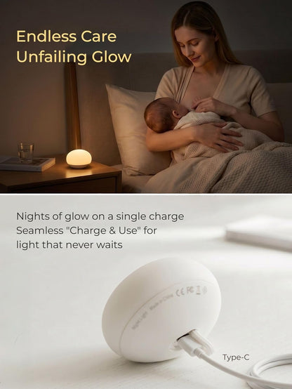 EASZZZ Flip Baby Night Light, Nursery Egg Light | Portable | Newborn Safe, Soft Glow, Dimmable Silicone Touch Lamp for Diaper Changing/Feeding/Travel | Baby Shower Registry Gift