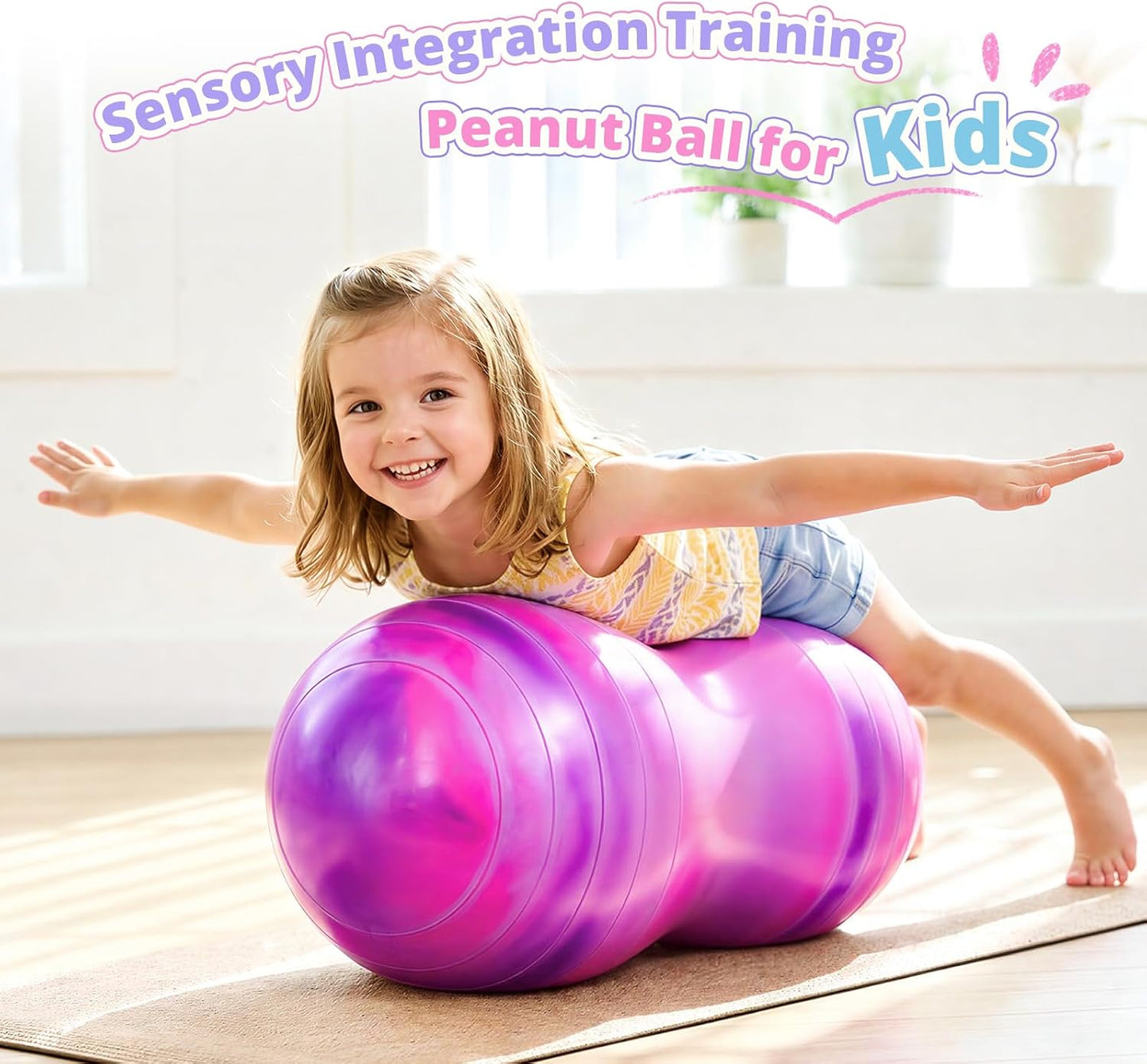 18’’/20’’ Peanut Ball for Kids & Adults, Anti-Burst Exercise Ball for Autism Sensory Training, Pregnancy & Physical Therapy, Yoga Balance Ball Chair for Fitness.