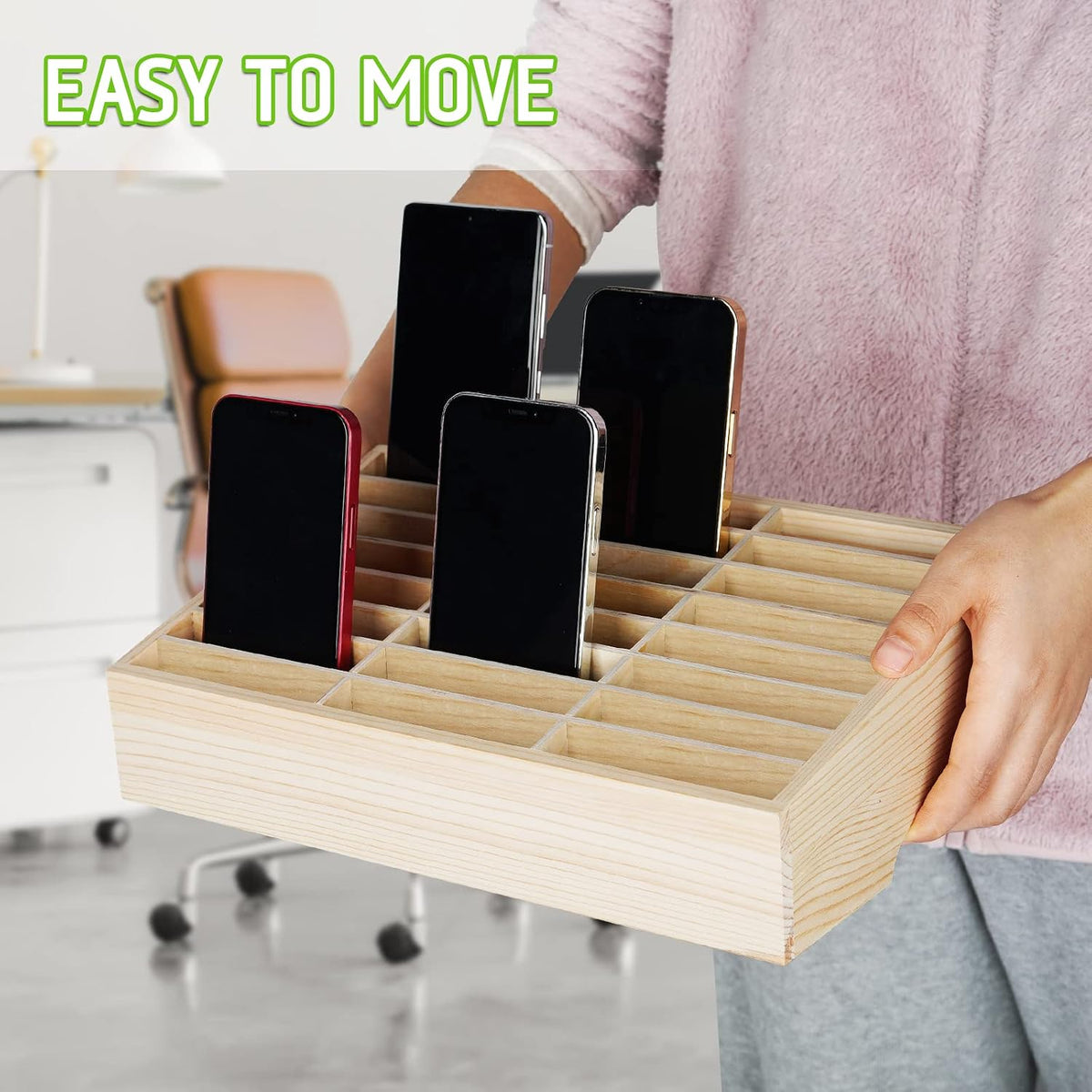 36 Slots Cell Phone Holder Classroom, Wooden Phone Lock Box