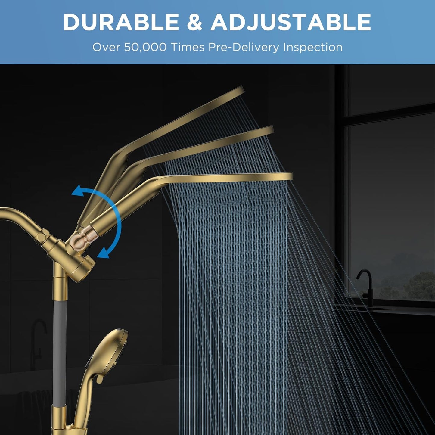 MakeFit Dual Filtered Rain Shower Head Combo, High Pressure Handheld Shower Head with Adjustable Bar - Rainfall Shower Head And Showerhead with Filter for Hard Water - Removes Chlorine