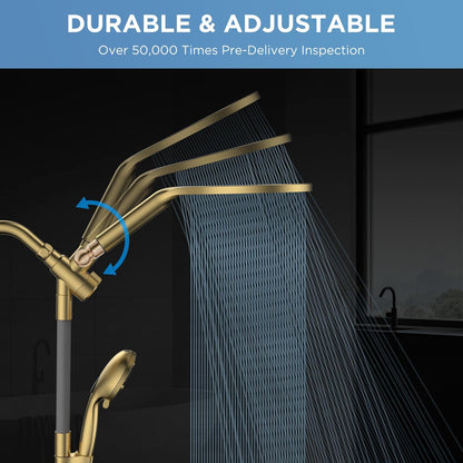 MakeFit Dual Filtered Rain Shower Head Combo, High Pressure Handheld Shower Head with Adjustable Bar - Rainfall Shower Head And Showerhead with Filter for Hard Water - Removes Chlorine
