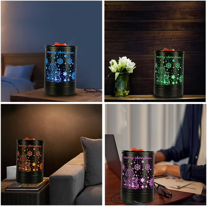 Enaroma Fragrance Wax Melts Warmer with 7 Colors LED Changing Light Classic Black Forest Design Scent Oil Candle Warmer for Home Black Forest