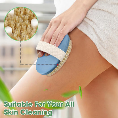 Gejoy 10 Pcs Dry Brushing Body Brush for Lymphatic Drainage Exfoliating Brush with Massage Nodule Dry Skin Body Scrubber Cellulite Shower Circulation Dead Exfoliator (4.92 x 2.56 Inches,Wood Color)
