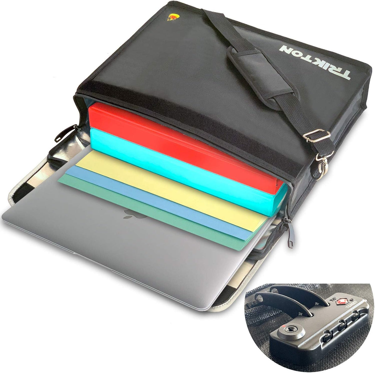 Fireproof and Waterproof Document Bag XL 16x12x3.5 with TSA Lock, Fits Legal Files, High-Viz Design, Lock Box for Travel and Documents, Developed by USA Engineers and Firefighters (Silver)