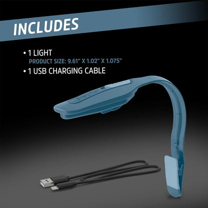 Energizer Flex-R LED Rechargeable Book Light for Reading in Bed, Reading Light with Warm LED Color, Long-Lasting and Lightweight,Blue