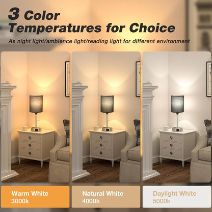 Small Bedside Table lamp for Bedroom - 3 Color Temperatures Bedside Lamps with USB C and A Ports, Pull Chain Table Lamps with AC Outlet, White Nightstand Lamps with Black Metal Base for Kids Reading