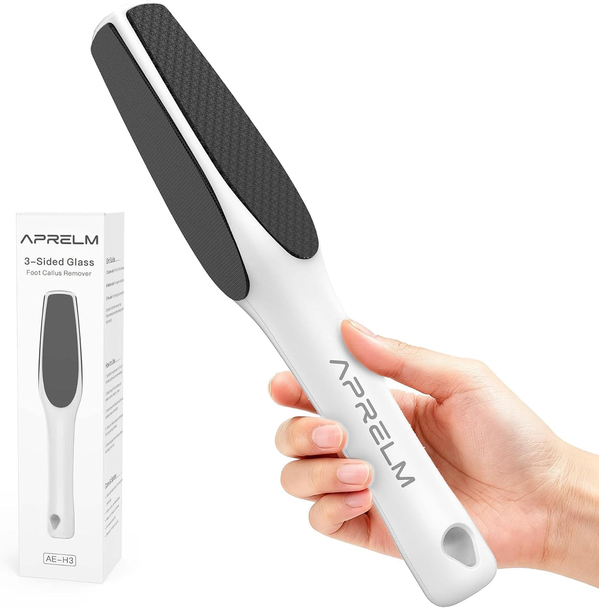 APRELM 3-Sided Nano Glass Foot File, 3-in-1 Coarse/Medium/Fine Foot Callus Remover, Professional Callus Remover for Feet Hard Skin Smooth Polishing (White)
