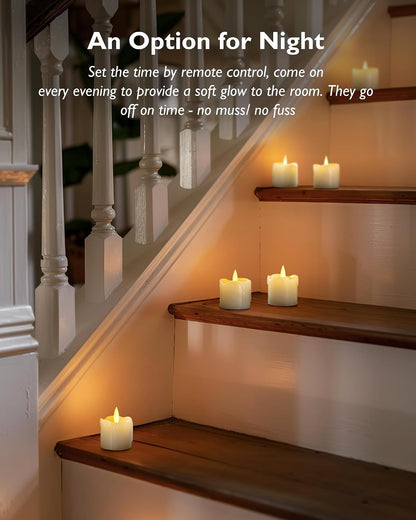 Homemory Flameless Votive Candles with Timer, 2" x 2" Real Wax, 400+Hour Realistic Black Wick Battery Operated Candles, Set of 6 for Wedding, Party and Holiday Decoration (Battery Included)