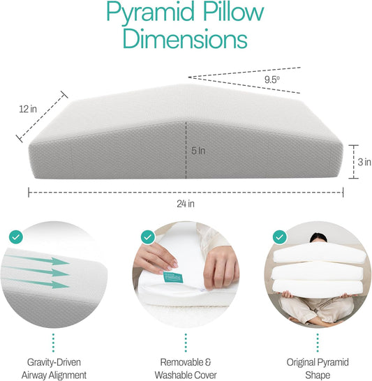 The Original Anti Snoring Pillow for Side Sleepers - Snoring Solution and Remedy - Inclined Memory Foam Pillow for Airway Support, Anti Snore Pillow with Removable Washable Cover