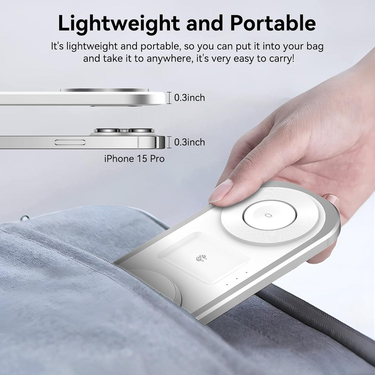3 in 1 Fast Wireless Charger Stand for iPhone, Foldable Travel Charging Station for Magsafe for iPhone 17/Air/16/15/14/13/12 Series, Apple Watch Series, AirPods pro/2/3/4, Gifts for Women Men (Golden)
