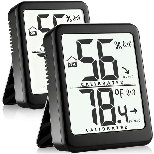 Antonki 2 Pack Room Thermometer Small Hygrometer Indoor Humidity Monitor Sensor, Digital Temperature and Humidity Meter Gauge for Home, Baby Nursery, Reptile, Greenhouse - Battery Included