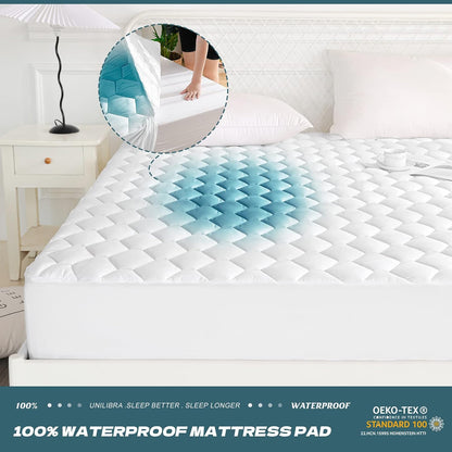 2 Pack Twin Waterproof Mattress Protector Deep Pocket Mattress Cover, Soft Breathable Mattress Pad, Fitted Noiseless Waterproof Bed Cover Stretch to 19"