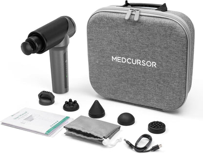 Medcursor Massage Gun - High Intensity Brushless Motor, Handheld Percussion Deep Tissue Massager with 6 Massage Heads for Sore Muscle and Stiffness, Valentines Day Gifts (Gray)