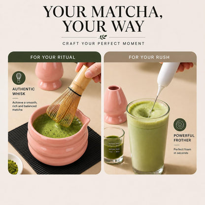 BARISTA EMPEROR® MATCHA WHISK SET PREMIUM 11pcs - Professional Matcha Kit Set with Matcha Bowl, Matcha Whisk, Milk Frother, Spoon, Sifter, Scoop, Stand, Cup, Tea Mat, Cloth - Matcha Bowl Set