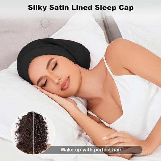 ZHENSILK Silk Bonnet for Sleeping Women, Adjustable Silky Satin Lined Sleep Cap, Silk Hair Wrap Slouch Beanie Hat