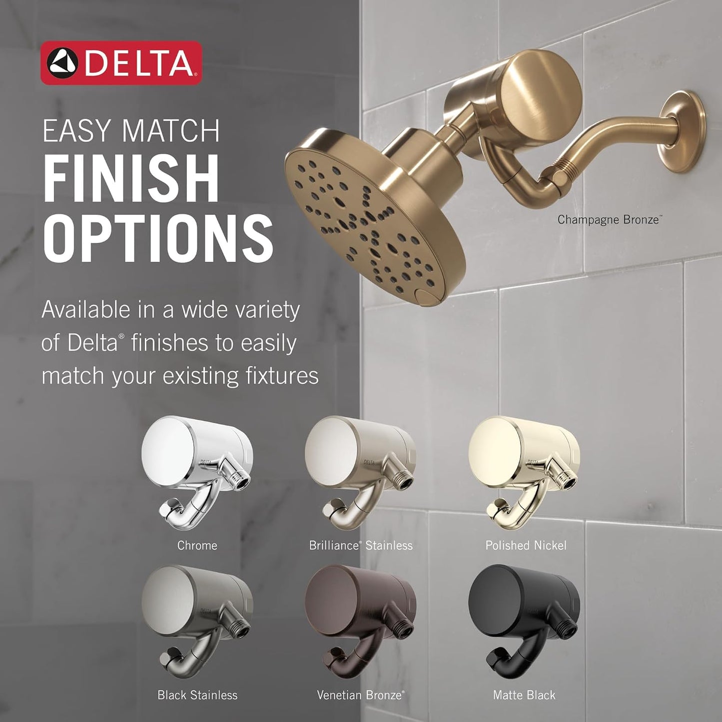 Delta Faucet Clarifi Premium Shower Filter Attachment with Filter, Hard Water Shower Filter, Shower Head Filter, Stainless 5SF100-SS