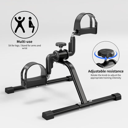 Pedal Exerciser Mini Stationary Cycle with Adjustable Resistance, Under Desk Bike for Home Exercise Equipment, Lightweight and Compact