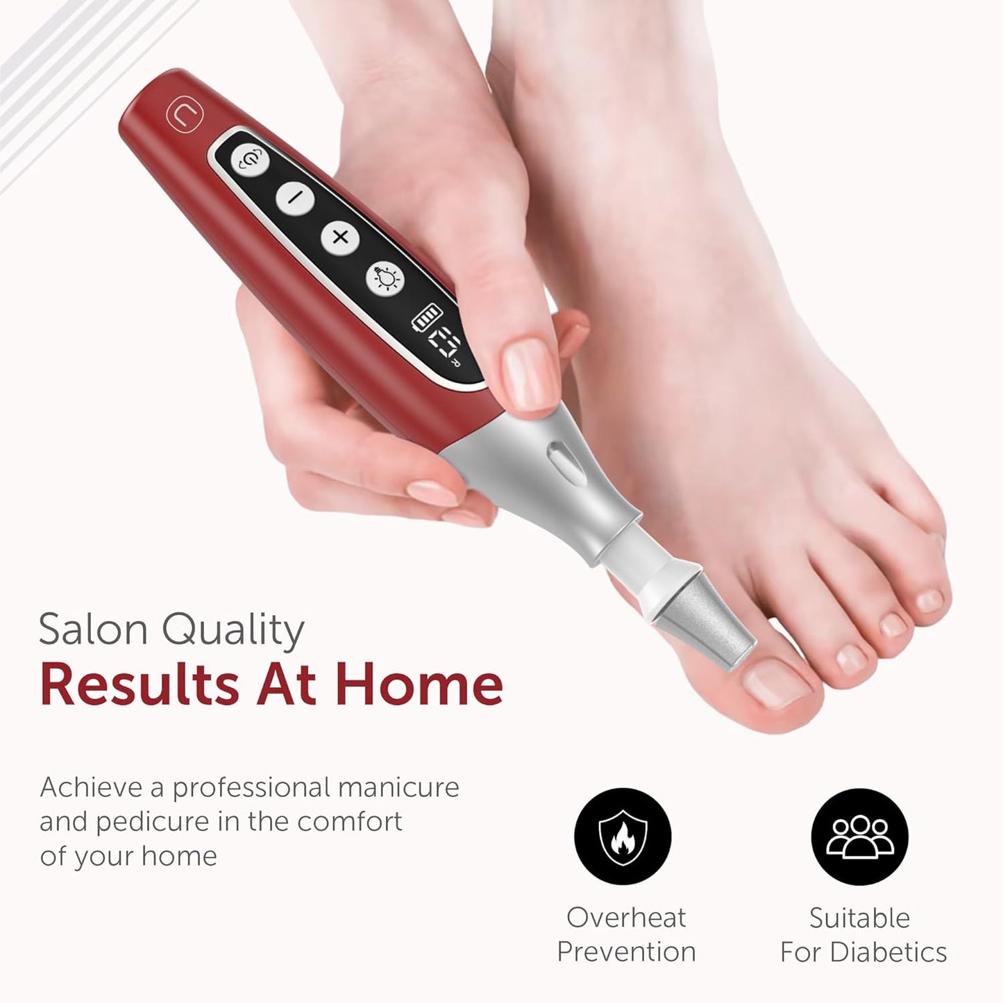 PediLux Pro Professional Manicure Pedicure Kit, Cordless Electric Nail File Drill Set, Thick Toenail Grinder, Toe Nail Dremel Tools, Filer, Buffer, Sander, Remove Cuticles, Callus for Men & Women