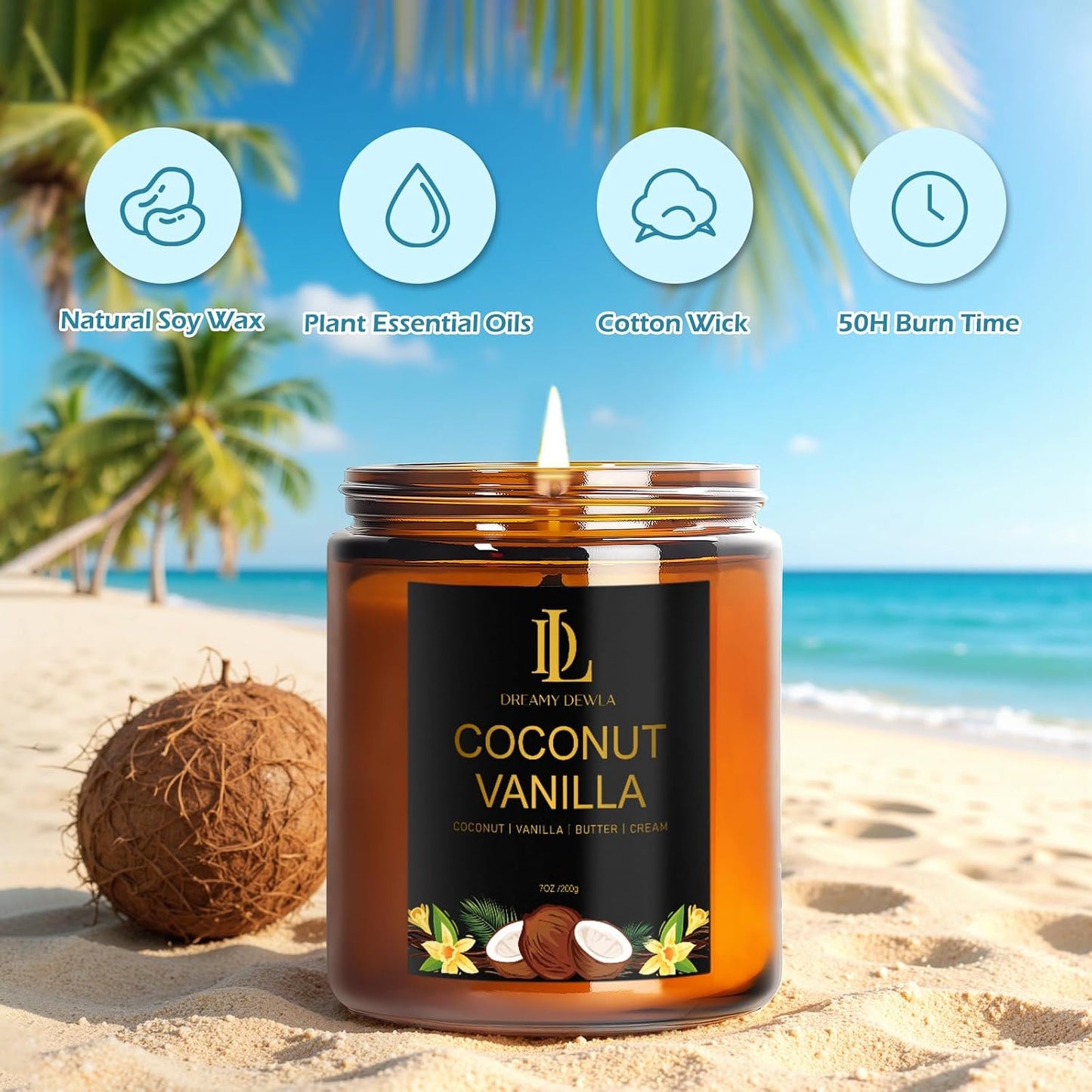 Scented Candles Set, 4 Pack Soy Candles for Home Scented, Candle Gifts for Women Men, 28oz 200 Hours Burn, Scents of Pineapple Cocktail/Coconut Vanilla/Pink Sands/Bahamian Breeze