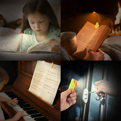 Amber Reading Light Rechargeable, Book Light Kids for Reading in Bed, Clip On Reading Book Light, 2 Lighting Modes, Blue Light Blocking for Eye-Care, Small Bookmark Light for Bookworm-Violet
